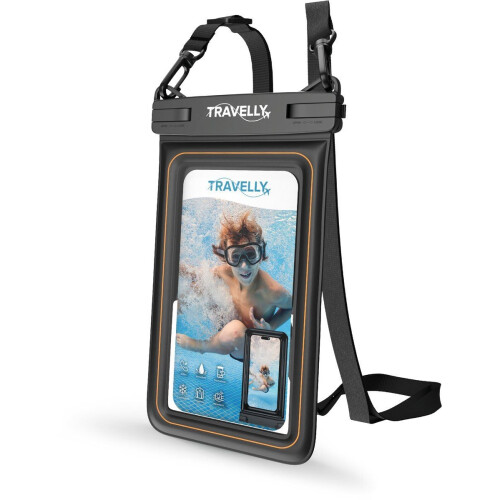 Travelly® Luxe Waterdicht Telefoonhoesje - Universeel Onderwater Hoesje - IPX68 tot 30m - Zwart Tweedehands