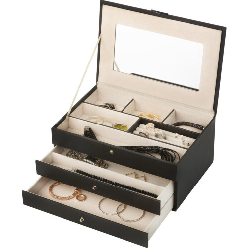 Treasury Draw - Sieradendoos - 10 compartimenten met spiegel - Zwart Tweedehands