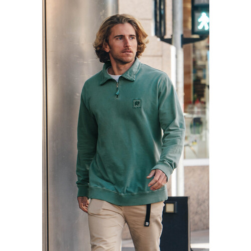 Trendsplant mannen vegan Half Zip-Trui Sauce Bladgroen Tweedehands