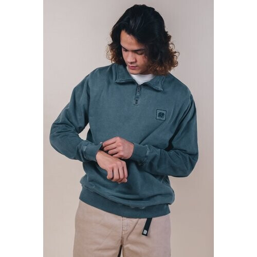 Trendsplant mannen vegan Sweater Met Halve Rits Sauce Elm Green Tweedehands