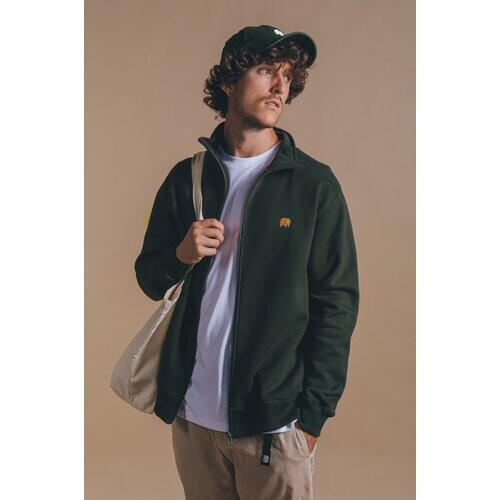 Trendsplant mannen vegan Sweatshirt Met Rits Essential Scarabeegroen Tweedehands
