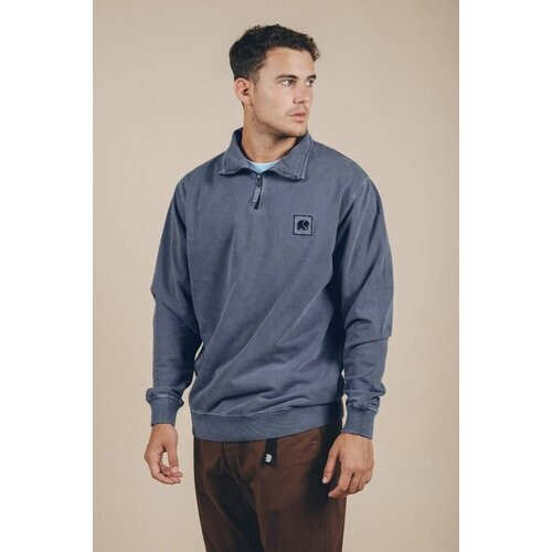 Trendsplant mannen vegan Trui Met Rits Chopo Loopback Blauw Tweedehands