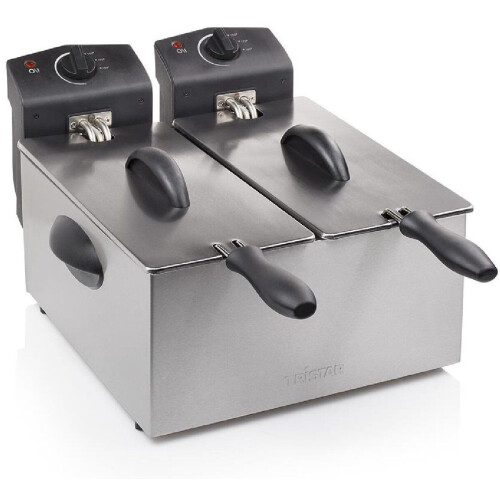 Tristar FR-6937 - Frituurpan - Dubbele friteuse 2x 3 liter 2x 1800W - Koude zone RVS (2 stuks)