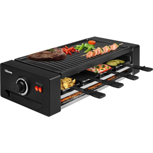 Tristar Gourmetstel RA-2736 - Gourmet- 8 personen - Met extra hittebron - Gourmetstel met unieke pizzastand - Bakplaat - PFAS vrij - Zwart