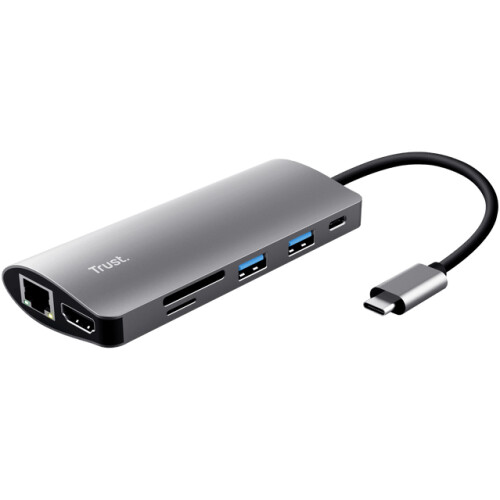 Trust Dalyx 7-in-1 USB-C-adapter - HDMI Ethernet USB 3.0 - Zilver