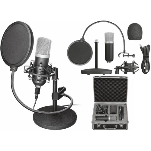 Trust GXT 252 Emita - USB-studiomicrofoon - Cardioïde opnamepatroon - Inclusief flightcase