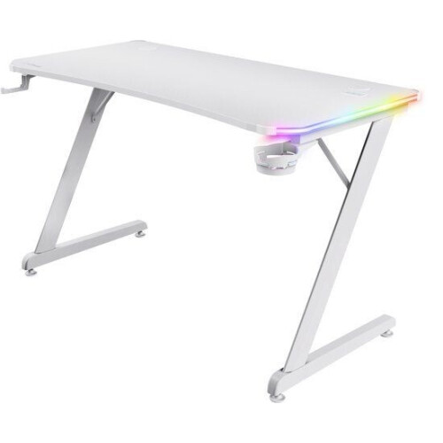 Trust GXT 709W Luminus Gaming Bureau - RGB Verlichting - Bekerhouder - Headset houder - Wit Tweedehands