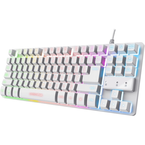 Trust GXT 833W Thado - TKL Gaming Toetsenbord - Programmeerbare toetsen - Wit Tweedehands