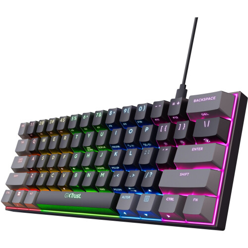 Trust GXT 867 Acira - 60% Mini Mechanisch Gaming Toetsenbord - RGB Verlichting - Zwart