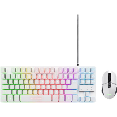 Trust GXT 974W Thadox - Gaming Toetsenbord - Draadloze Muis - TKL - Verlichting - Wit