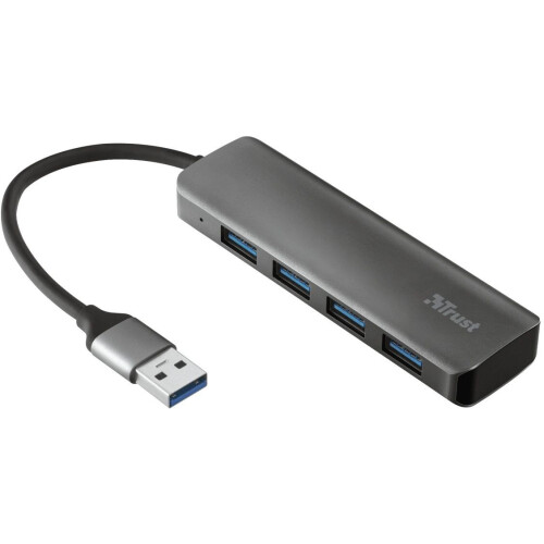 Trust Halyx - Aluminium 4-Port USB 3.2 Hub - 4x USB-A 5 Gbps - Grijs Tweedehands