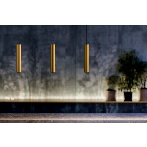 Tube pendant lamp iron 60x6x120 gold Tweedehands