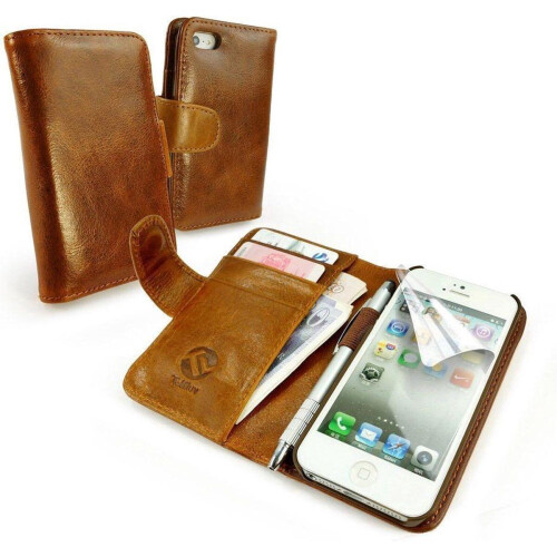 Tuff-Luv iPhone 6 Plus/6s Plus - Leren Portemonnee Hoesje - Inclusief screen protector - Bruin Tweedehands