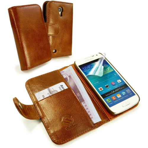 Tuff-Luv Samsung Galaxy S4 Mini - Wallet Case - Echt leer - Bruin
