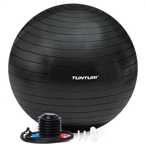 Tunturi Anti Burst Fitnessbal - Yoga bal 55 cm - 220 kg gebruikersgewicht - Incl Pomp - Zwart Tweedehands