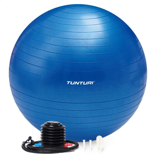 Tunturi Anti Burst Fitnessbal - Yoga bal 65 cm - 220 kg gebruikersgewicht - Blauw (incl. Pomp)