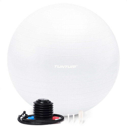 Tunturi Anti Burst Fitnessbal - Yoga bal 65 cm - 220 kg gebruikersgewicht - Incl Pomp - Wit