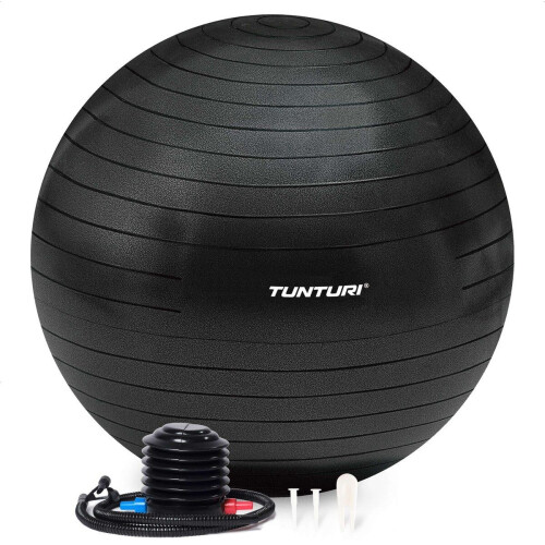 Tunturi Anti Burst Fitnessbal - Yoga bal 65 cm - 220 kg gebruikersgewicht - Incl Pomp - Zwart