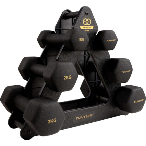 Tunturi Centuri - Halterset - Dumbbellset met opbergrek - 1 t/m 3kg (3 paar)