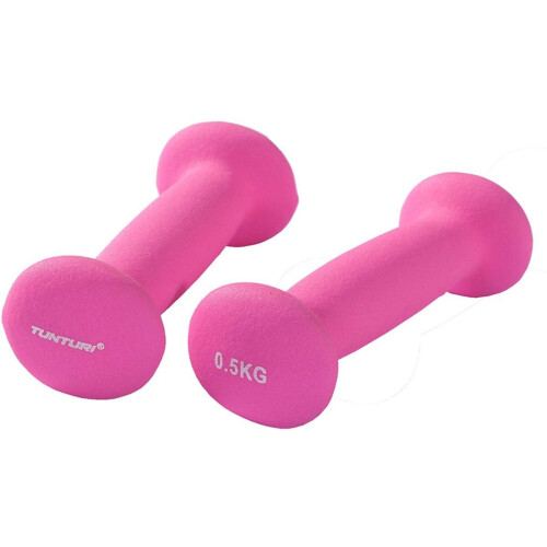 Tunturi Dumbbell set - 2 x 0,5 kg - Neopreen - Fluor Roze (2 stuks)