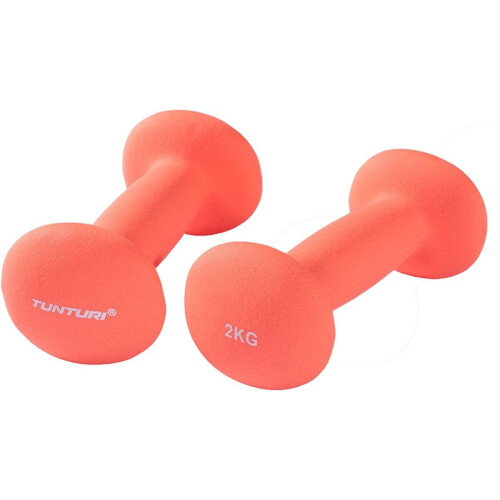 Tunturi Dumbbell set - 2 x 2 kg - Neopreen - Fluor Rood (2 stuks) Tweedehands