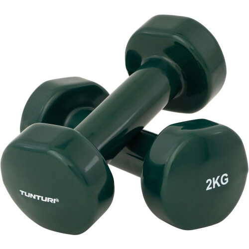Tunturi Dumbbell set - 2 x 2 kg - Vinyl - Groen (2 stuks) Tweedehands