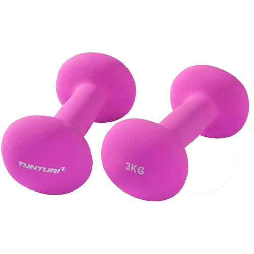 Tunturi Dumbbell set - 2 x 3 kg - Neopreen - Fluor Paars (2 stuks) Tweedehands