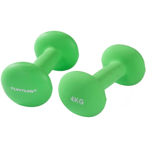 Tunturi Dumbbell set - 2 x 4 kg - Neopreen - Fluor Groen (2 stuks) Tweedehands