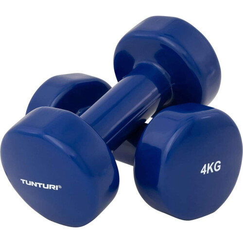 Tunturi Dumbbell set - 2 x 4 kg - Vinyl - Blauw (2 stuks) Tweedehands