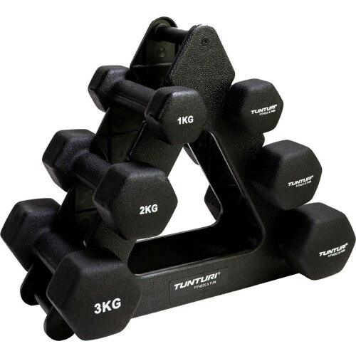 Tunturi Dumbbell Set - Halterset - 1 t/m 3kg - Inclusief opbergrek en gratis fitness app (3 paar) Tweedehands