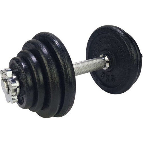 Tunturi Dumbell Gietijzer totaal 15kg - Halterset met schroefsluiting - Dumbbell Set - 1 Halterstang