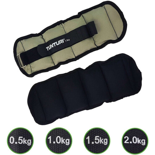 Tunturi Enkelgewichten en Polsgewichten - 2 x 1,0 kg - Grijs (2 stuks) Tweedehands