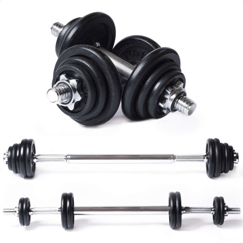 Tunturi Halterset 20 kg - Halter en Dumbbells Gietijzer - Antislip Grip - Schroefsluiting 30 mm Tweedehands