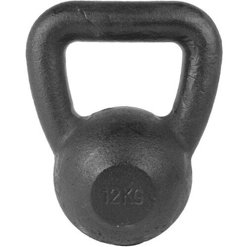 Tunturi Kettlebell - 12 kg - Rubberen onderkant - Zwart