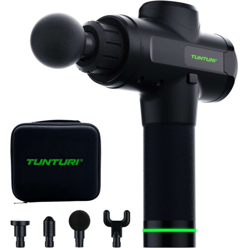 Tunturi MG50 - Massage Gun - 20 snelheden 1200-3300 RPM - Incl. 4 kopstukken en koffer - Kleur: zwart