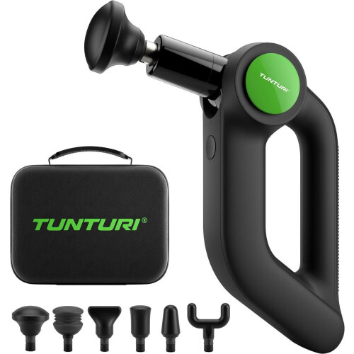 Tunturi MG70 - Massage Gun Pro - 6 Opzetstukken - Ergonomische Handgreep - Fluisterstil (8717842035443)