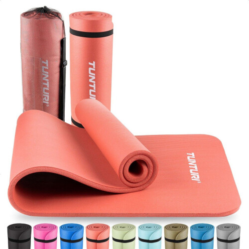 Tunturi NBR - Fitnessmat Extra dik 15mm - Anti-slip - 180x60cm - Inclusief Draagtas - Roségoud Tweedehands