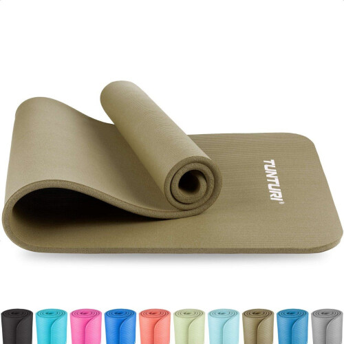 Tunturi NBR Yogamat - Fitnessmat Extra dik 15mm - 180x60cm - Legergroen Tweedehands