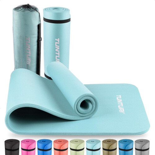 Tunturi NBR Yogamat - Fitnessmat Extra dik 15mm - Anti-slip - Lichtblauw