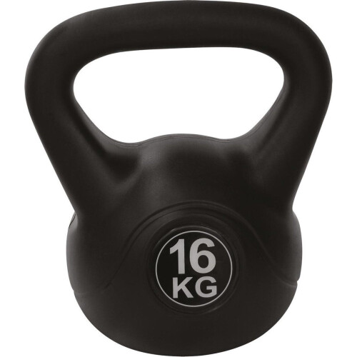 Tunturi PVC Kettle Bell - Kettlebell 16 kg - Inclusief gratis fitness app - Zwart