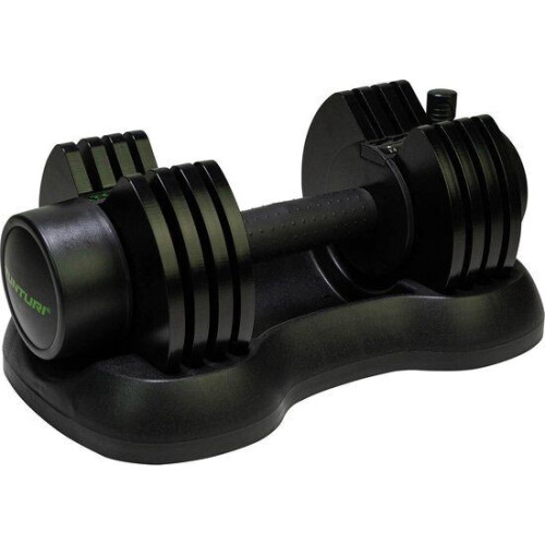 Tunturi Selector Dumbbell - Verstelbaar van 2,5kg tot 12,5kg - Incl. gratis fitness app - Zwart Groen