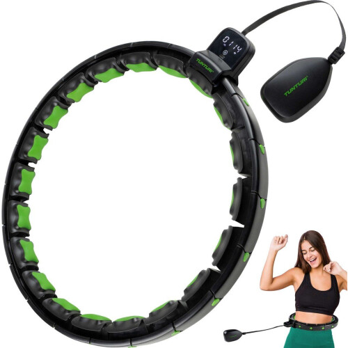 Tunturi Smart Adjustable Hoelahoep - Massage Hoela Hoep Met Gewicht 1,5 kg - Verstelbaar Taille Omtrek 44 tot 106 cm - Incl. Display