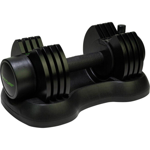 Tunturi Selector Dumbbell - Verstelbaar van 2,5kg tot 12,5kg - Incl. gratis fitness app - Zwart Groen Tweedehands