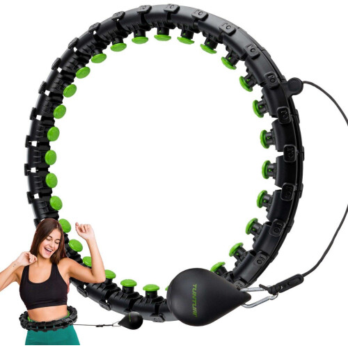 Tunturi Weighted Hoelahoep Large - Massage Hoelahoep - Verstelbaar van 44 tot 143,2 cm - Groen/Zwart Tweedehands