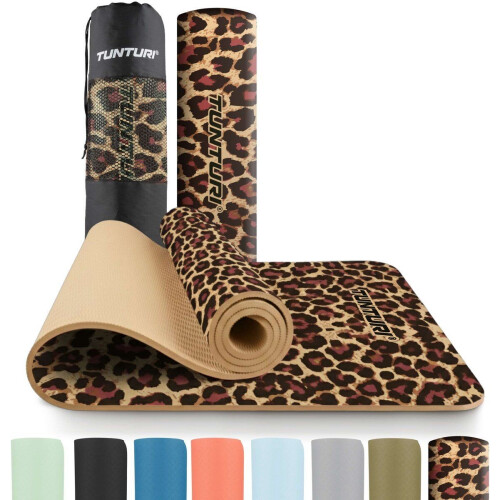 Tunturi Yoga Mat 8mm - Extra dikke fitness mat - 183x61x0,8 cm - Panterprint