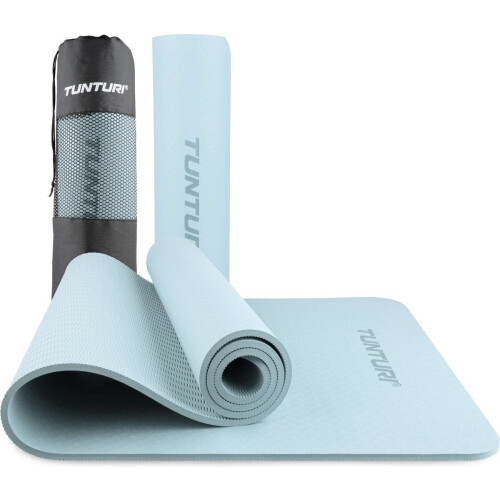 Tunturi Yoga Mat 8mm - Extra dikke fitnessmat - Antislip - Lichtblauw Tweedehands