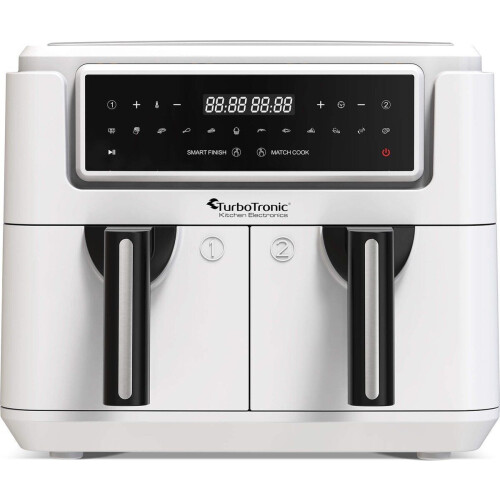 TurboTronic AF118 - Dubbele Airfryer XXL - 7,6 Liter - 12 programma's - Touchscreen - Wit Tweedehands