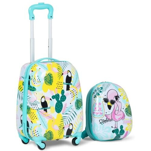 Tweedekans 2 Stuks Kinderbagage Handbagage set met Rugzak en Koffer - 30 X 22 X 44,5-74 CM Tweedehands