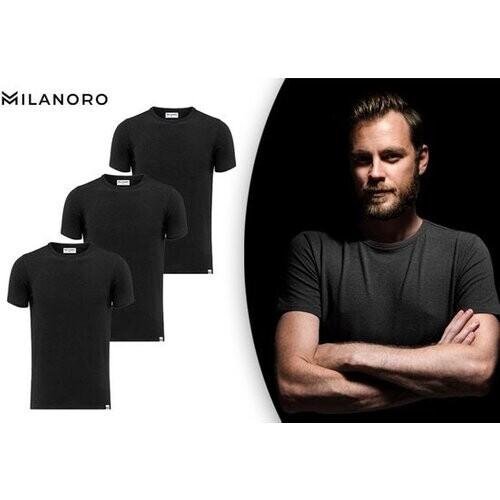 Tweedekans 3 zachte bamboe T-shirts - Zwart - Ronde hals - L Tweedehands