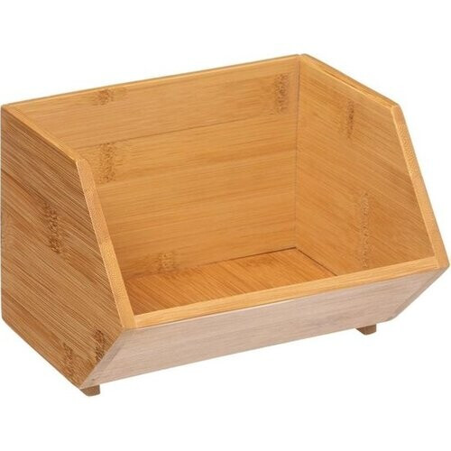 Tweedekans 5Five Stapelbare opbergmand 1 vaks organizer - L18 x B15.5 x H12 cm - bamboe hout - lichtbruin Tweedehands